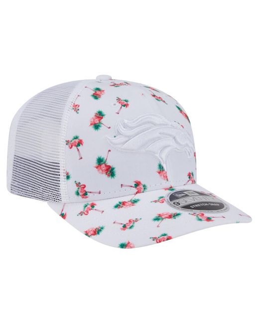 KTZ White Denver Broncos Adventure Flamingo Pattern 9seventy Stretch-snap Hat for men