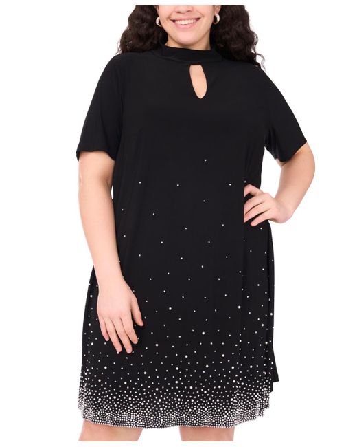 Msk Black Plus Size Short Sleeves A-line Dress