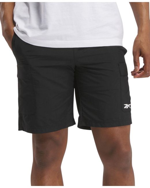 Reebok Black Classics Uniform Regular-fit 9" Cargo Shorts for men