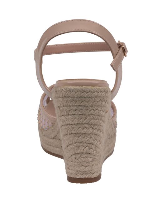 Gc Shoes Gray Mila Embellished Espadrille Wedge Sandals