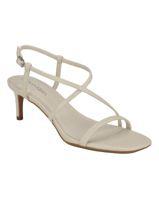 Calvin Klein White Ishaya Strappy Stiletto Dress Sandals