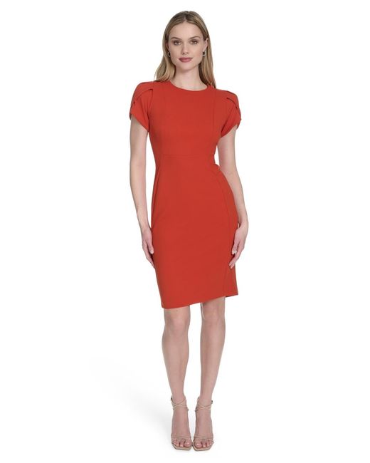 Calvin Klein Tulip-sleeve Sheath Dress in Red | Lyst Calvin Klein Tulip-sleeve Sheath Dress in Red | Lyst