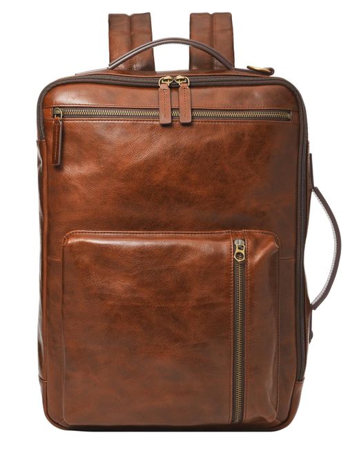 Fossil Brown Buckner Leather Convertible Backpack for men