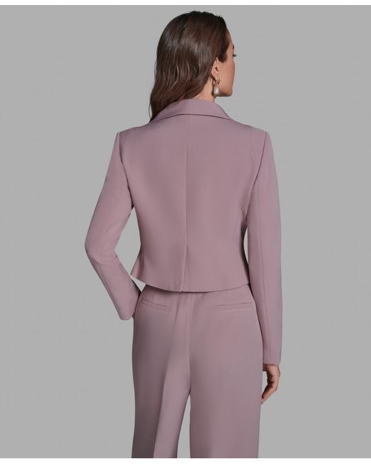 BCBGMAXAZRIA Purple Ruffle Collar Cropped Jacket