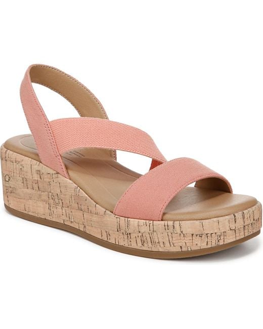 LifeStride Pink Odette Square Open Toe Wedge Sandals