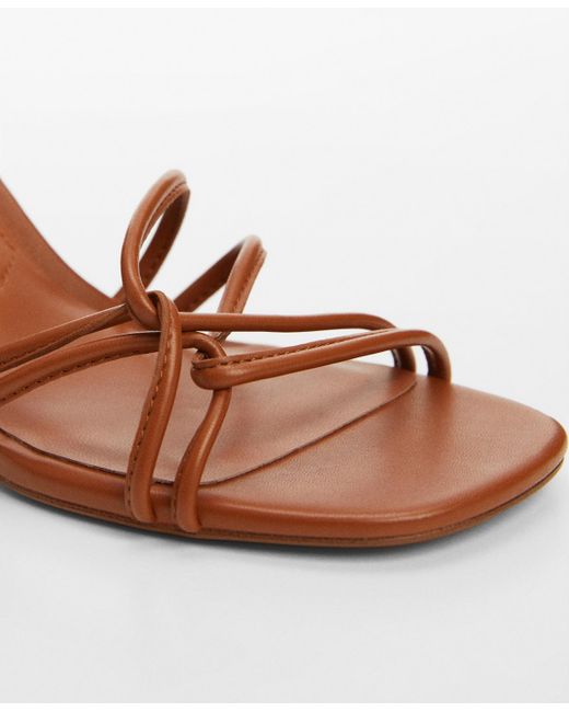 Mango Brown Metallic Strappy Heeled Sandals
