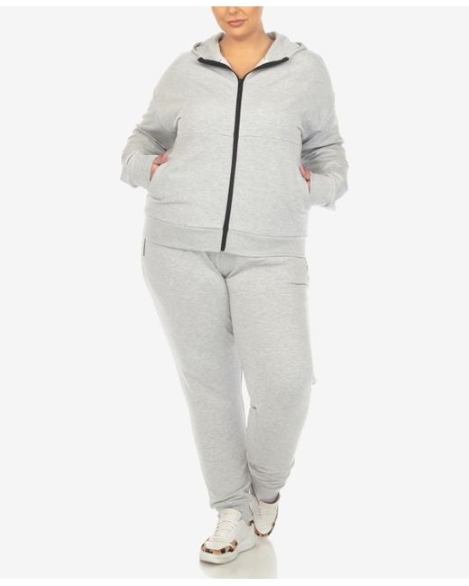 White Mark Plus Size Fleece Lined 2 Pc Tracksuit Set in White | Lyst