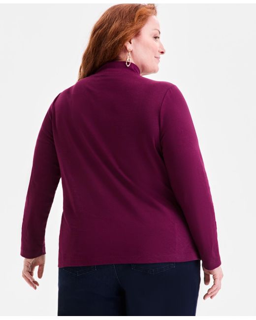 Style & Co. Purple Plus Size Mock-neck Top
