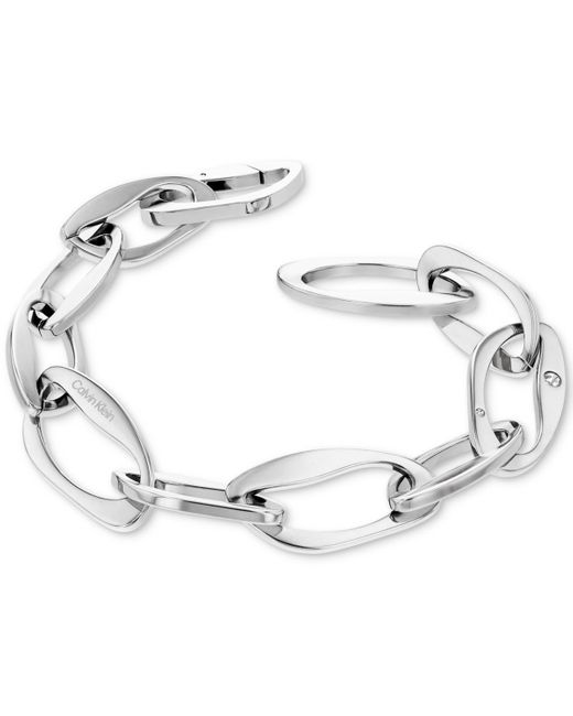 Calvin Klein Metallic Pave Sculpted Link Chain Bracelet