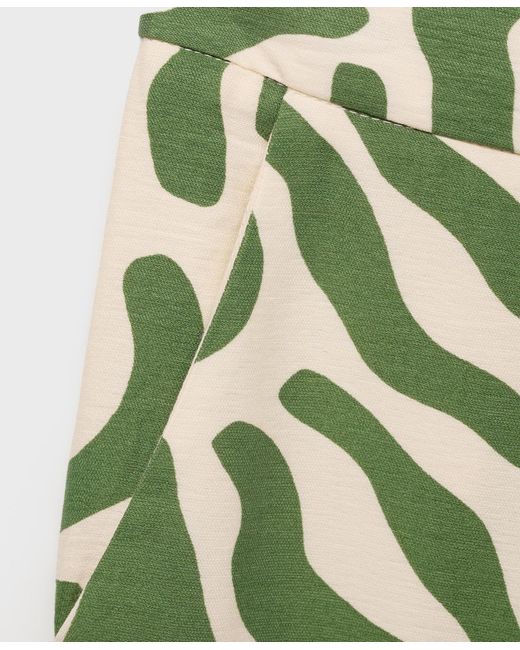 Mango Green Printed Straight Pants