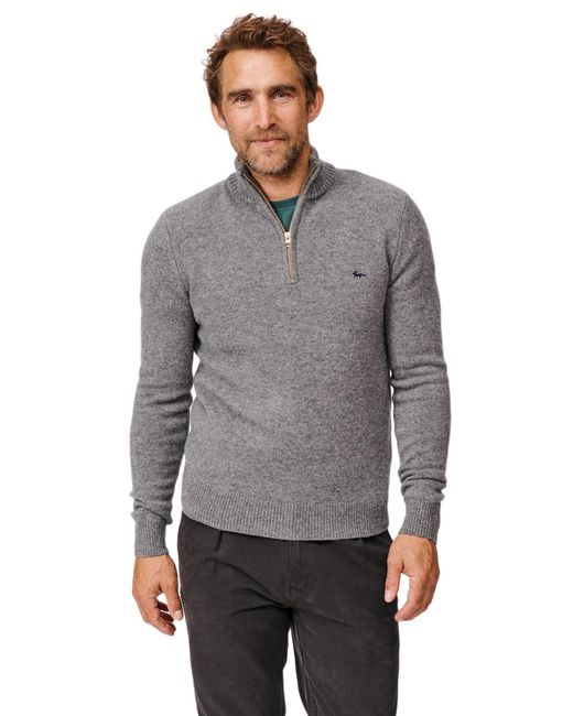aubi Gray Pepper Lambswool Zip Neck Sweater for men