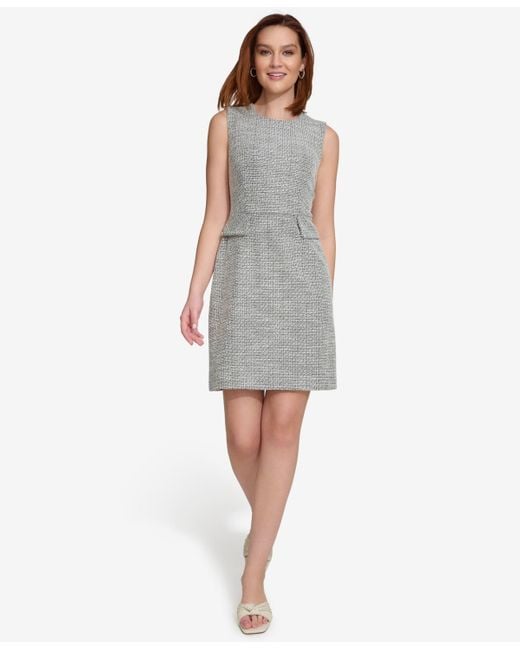 Calvin Klein Gray Tweed Sleeveless Sheath Dress
