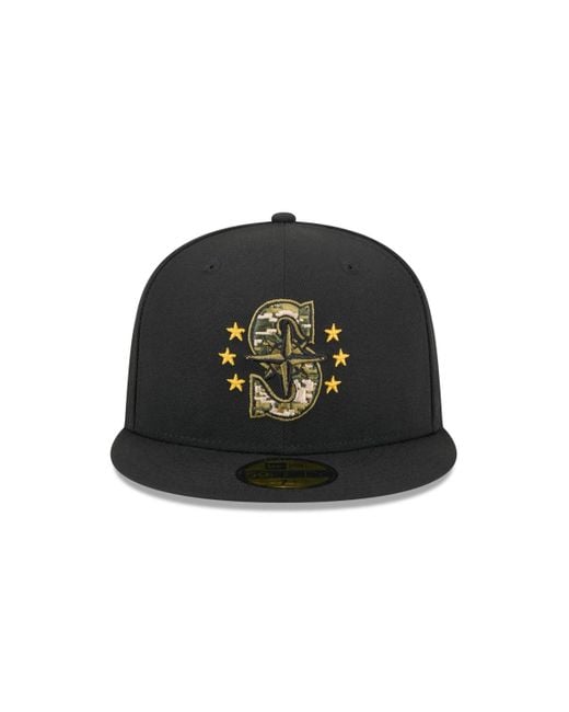 KTZ Black Seattle Mariners 2024 Armed Forces Day On-field 59fifty Fitted Hat for men