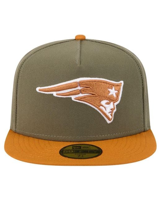 KTZ Green Â Olive/brown New England Patriots Color Pack A-frame 59fifty Fitted Hat for men