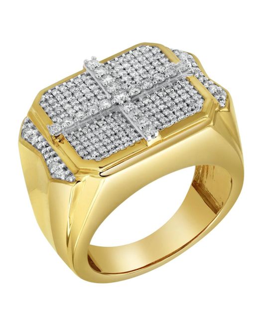 LuvMyJewelry Metallic Iced Oriel Natural Certified Diamond 1.02 Cttw Round Cut 14k Gold Statement Ring for men