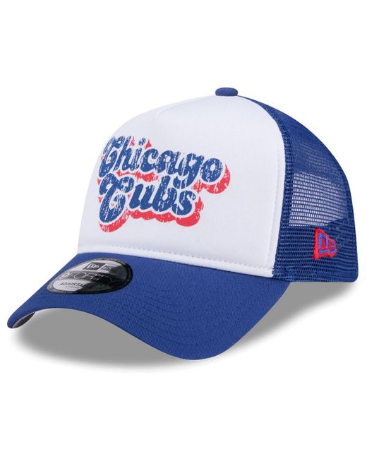 KTZ Blue White/royal Chicago Cubs Throwback Team Foam Front A-frame Trucker 9forty Adjustable Hat