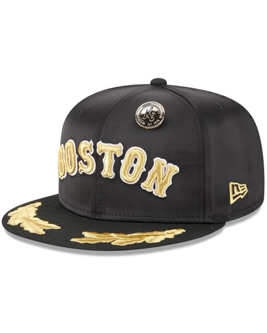 KTZ Black Boston Red Sox 2025 59fifty Day Gold Leaf 59fifty Fitted Hat for men