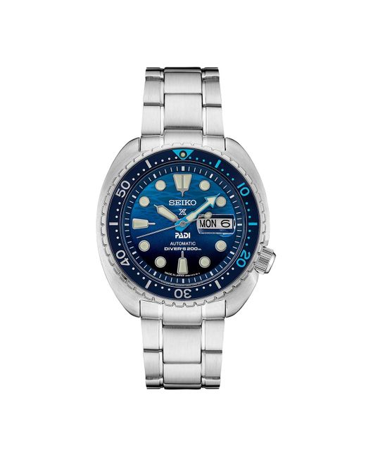Seiko Blue Automatic Prospex Padi Special Edition Stainless Steel Bracelet Watch 45mm for men