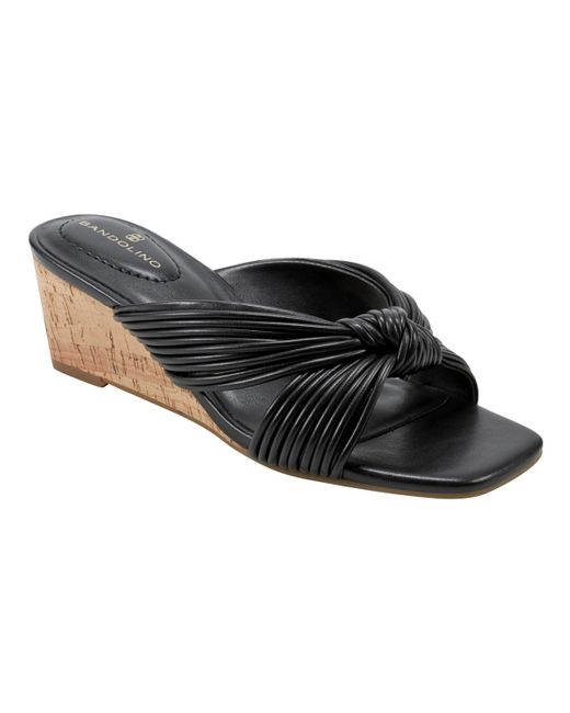 Bandolino Black Sassier Knot Detail Strappy Wedge Sandals