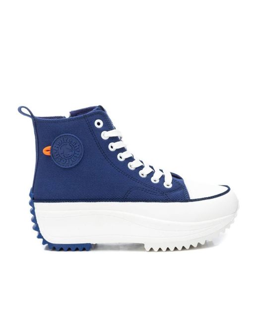 Xti Blue Canvas High-top Sneakers By