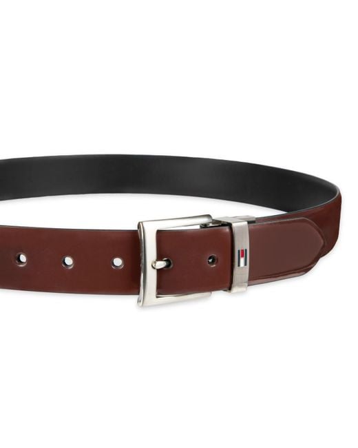 Tommy Hilfiger Brown Two-in-one Reversible Leather Dress Belt for men