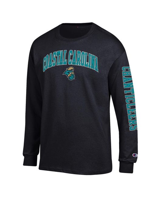 Champion Blue Coastal Carolina Chanticleers Arch Over Logo 2-hit Long Sleeve T-shirt for men