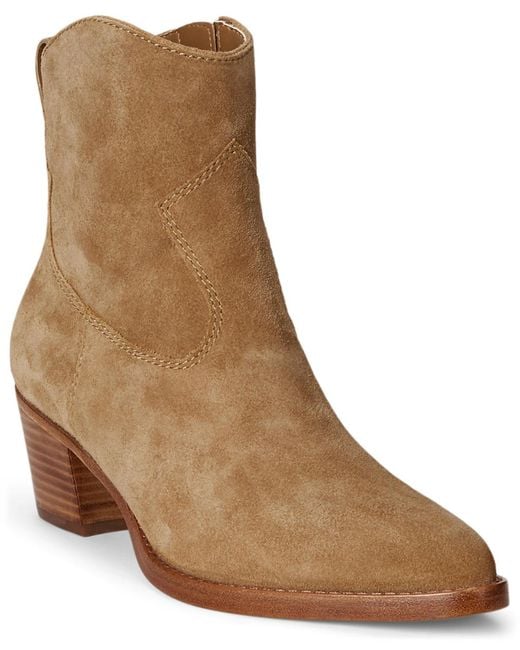 Ralph Lauren Brown Harpher Burnished Leather Booties