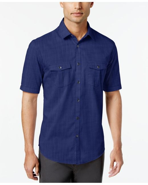 Alfani Cotton Warren Textured Short Sleeve Shirt, Created For Macy's in ...