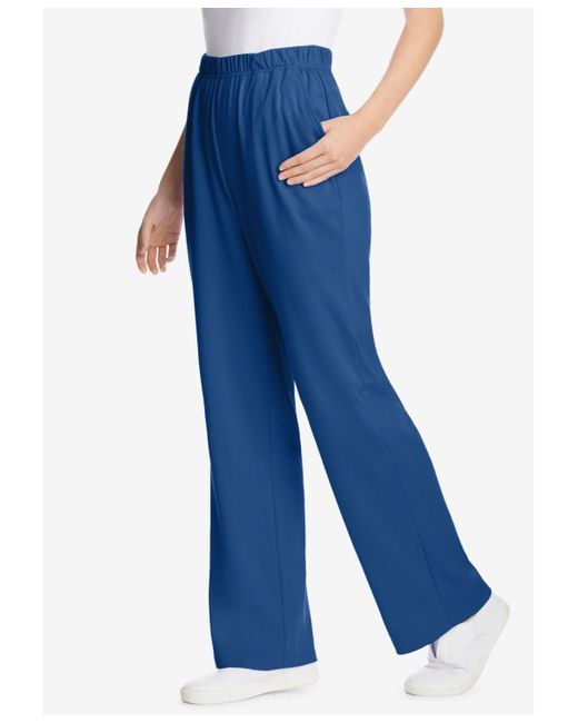 Woman Within Blue Within Tall 7-day Knit Wide-leg Pant