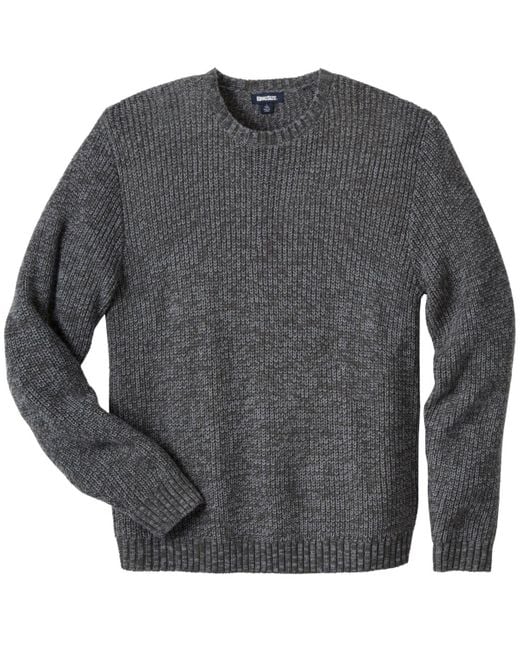 Kingsize Gray Big & Tall Shaker Knit Crewneck Sweater for men