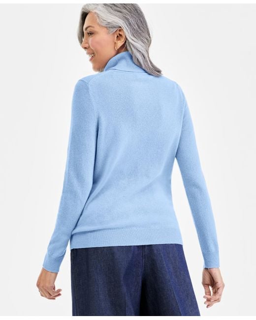 Charter Club Blue 100% Cashmere Turtleneck Sweater