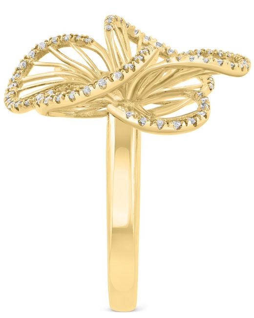 Effy Metallic Effy Diamond Border Openwork Flower Statement Ring (3/8 Ct. T.w.