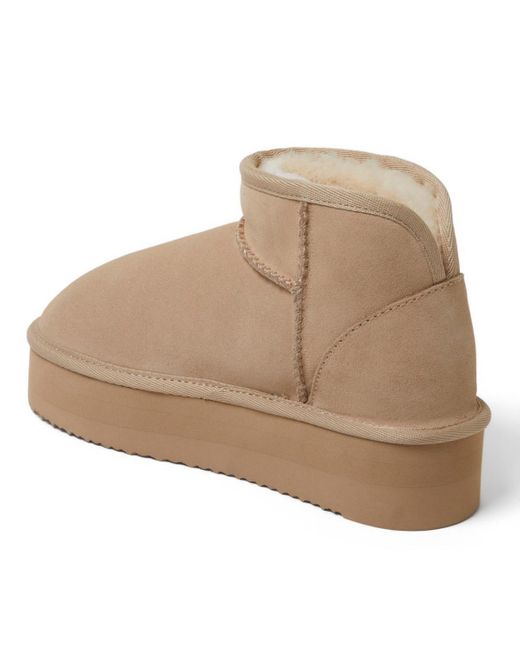 Dearfoams Natural Fireside By Kingston Genuine Shearling Platform Bootie