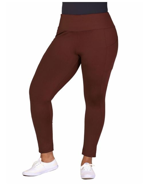 24seven Comfort Apparel Women's Brown Plus Size Ankle leggings