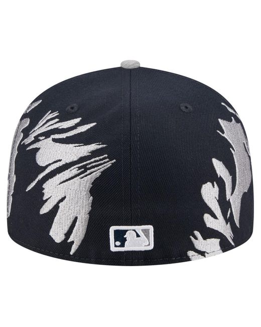 KTZ Black Navy/gray New York Yankees Retro Pattern 59fifty Fitted Hat for men