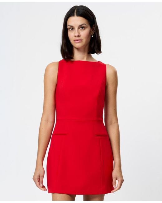 French Connection Red Boat Neck Sleeveless Mini Dress