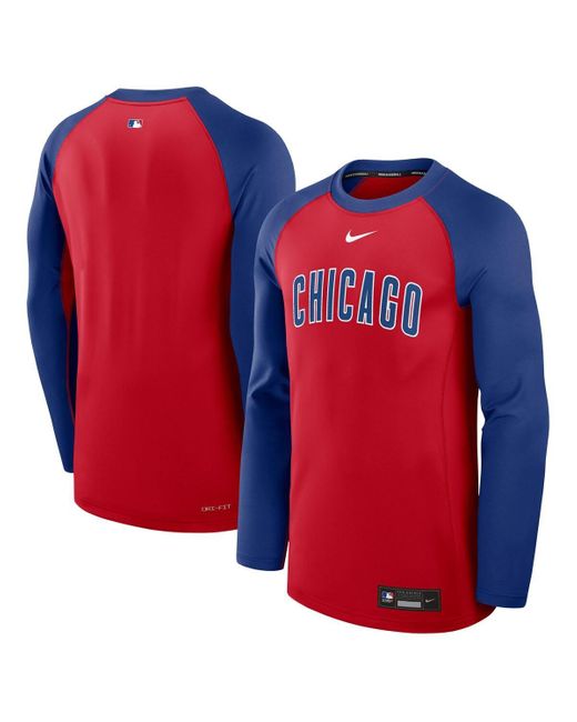 Nike Red/navy Boston Red Sox Authentic Collection Game Time Raglan Performance Long Sleeve T-shirt for men