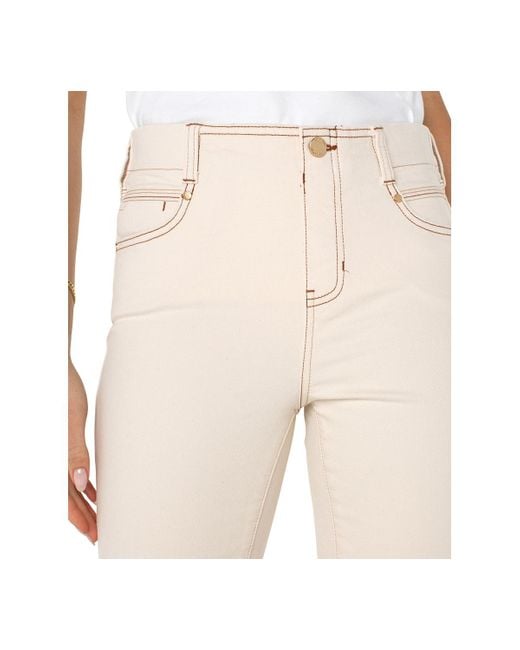 Liverpool Los Angeles Natural Gia Glider Mid-rise Flare Fray-hem Jeans