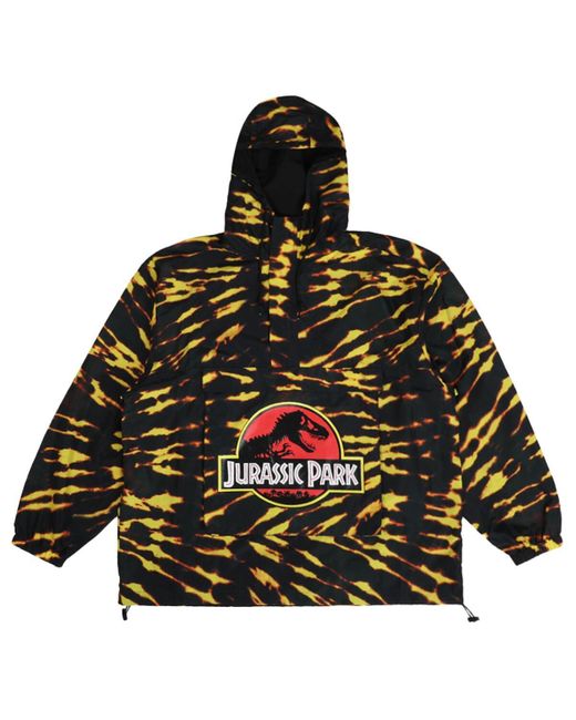 Dumbgood Black Jurassic Park Raptor Tie-dye Hoodie Half-zip Anorak Jacket for men