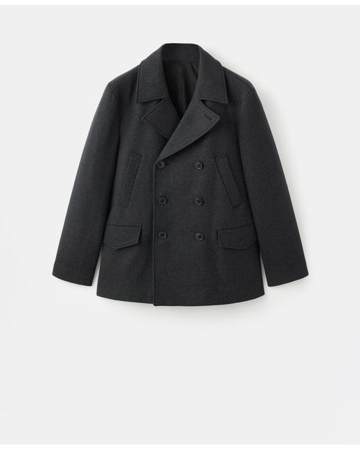 Mango Blue Short Double-breasted Wool Coat for men