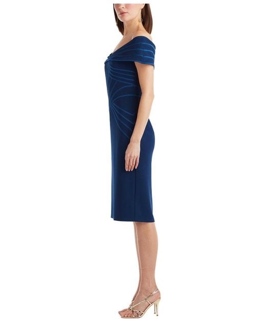 Tadashi Shoji Blue Meridian Sundial Off-shoulder Dress