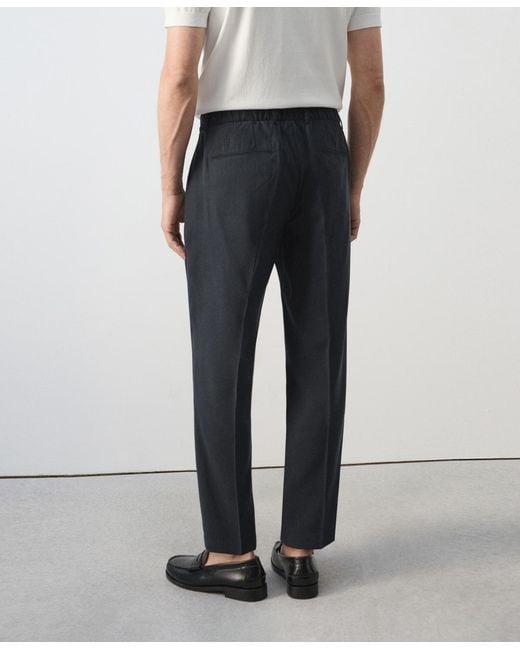 Mango Blue Regular-fit Pleated Pants for men