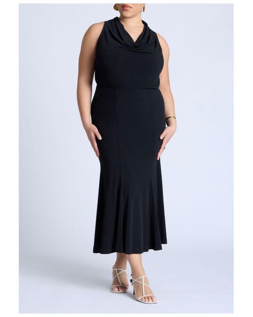 Eloquii Black Plus Size Cowl Halter Top