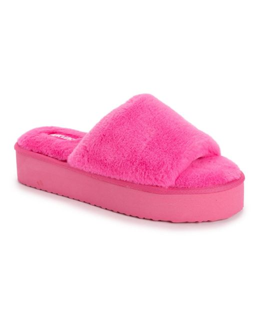 Muk Luks Black Platform Slide Slipper