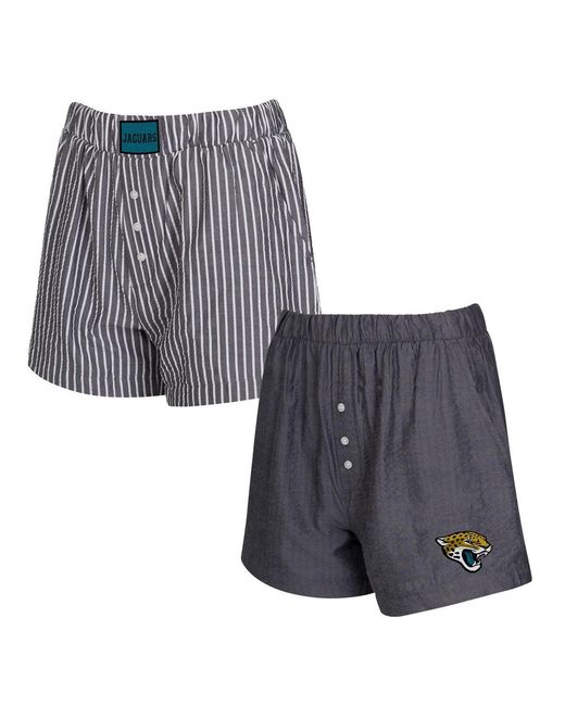Concepts Sport Gray 2-pack Jacksonville Jaguars Stripes And Solids Boxer Shorts Set
