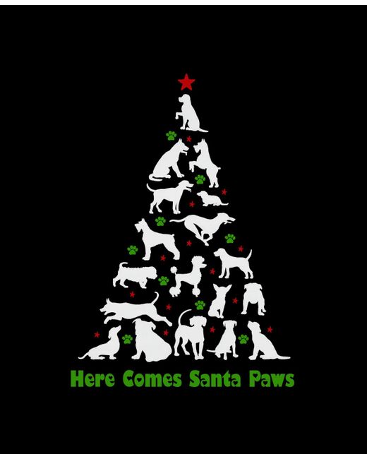 LA Pop Art Black Here Comes Santa Paws Raglan Baseball Word Art T-shirt for men