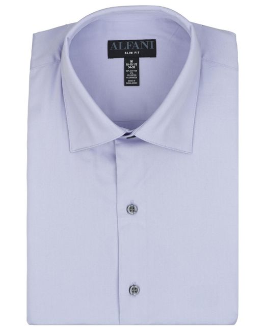 Alfani Solid Slim-fit Dress Shirt in Blue for Men | Lyst