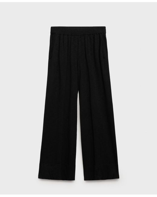 Mango Black Fine Knit Straight Fit Pants