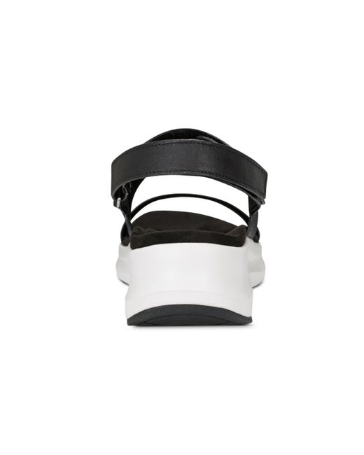 Rockport Black Qwera Open Toe Strappy Casual Wedge Sandals