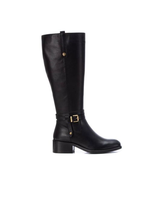 Xti Leather Dress Boots Carmela By in Black | Lyst